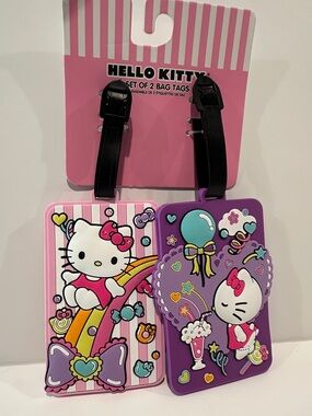 Hello Kitty (2) Set Bag Tags in Pretty Pink and Purple.